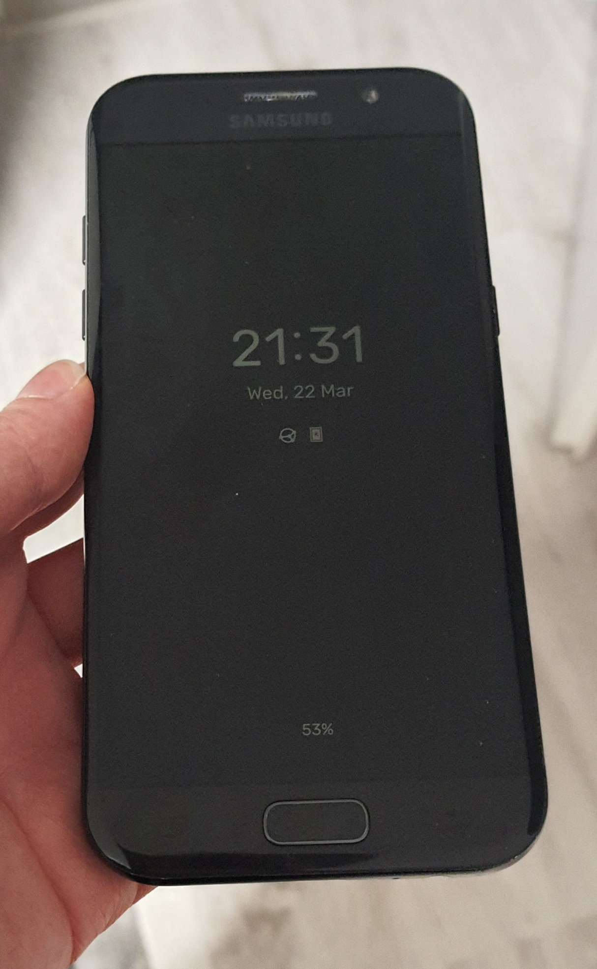 photo of a Samsung Galaxy A5 smartphone.